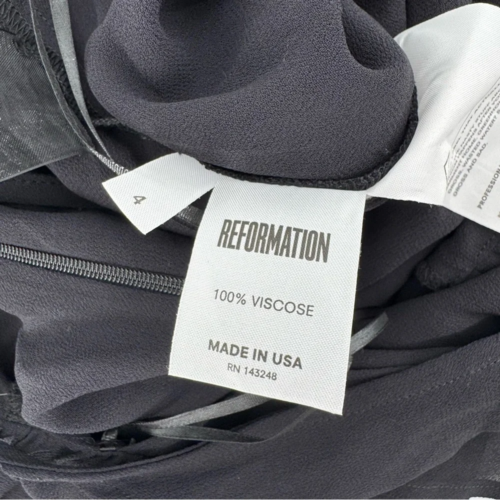 NWT Reformation Black V neck Chiffon Ruffle sleeve backless Mini Dress sz4